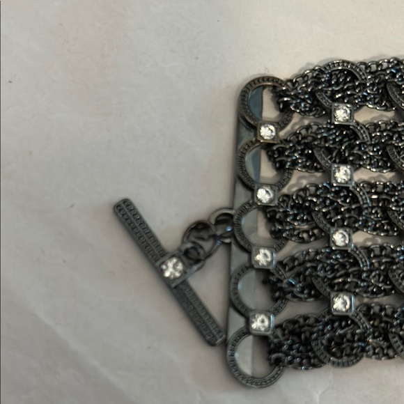 Black Beaded Cuff Bracelet with Shimmering Texture Stunning - Picture 15 of 16